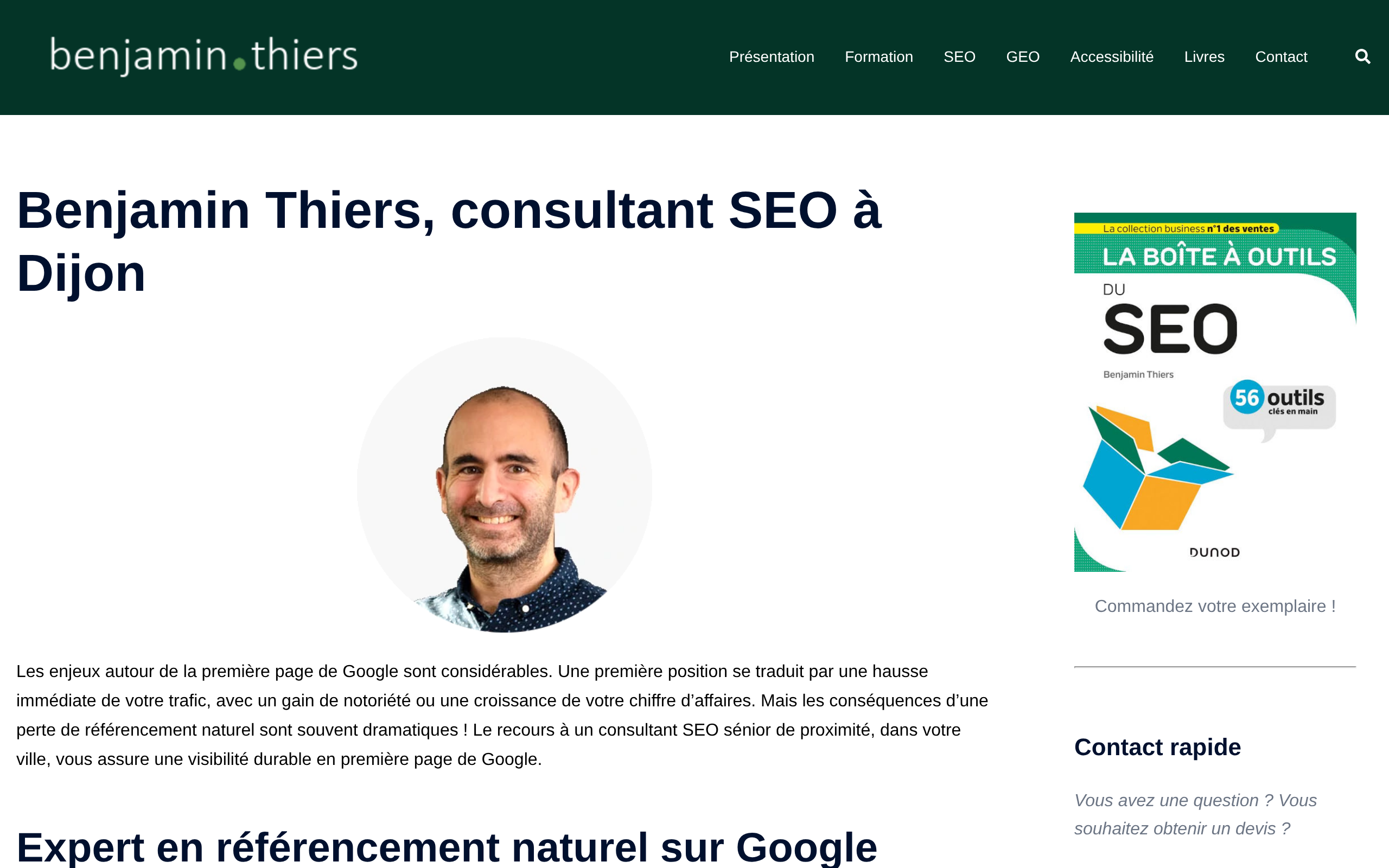 Aperçu du site Benjamin Thiers