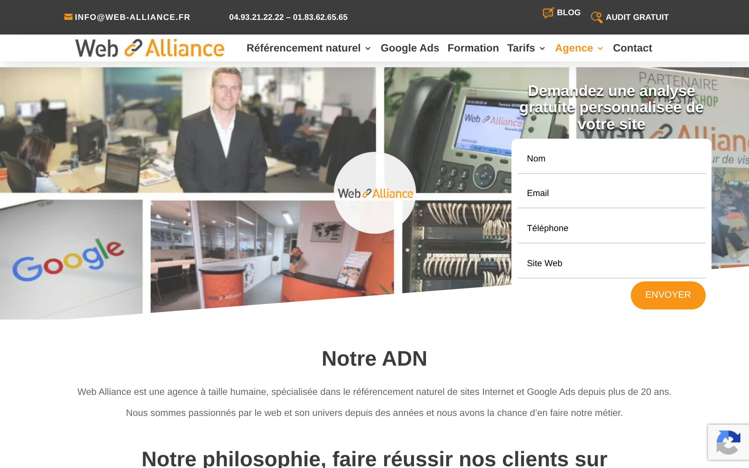 Aperçu du site Web Alliance