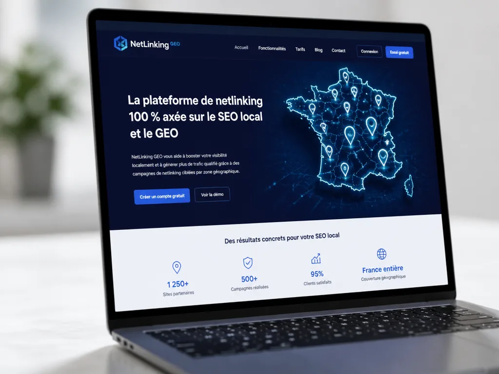 Interface d'une plateforme de netlinking montrant les filtres de sélection par thématique et par source citée